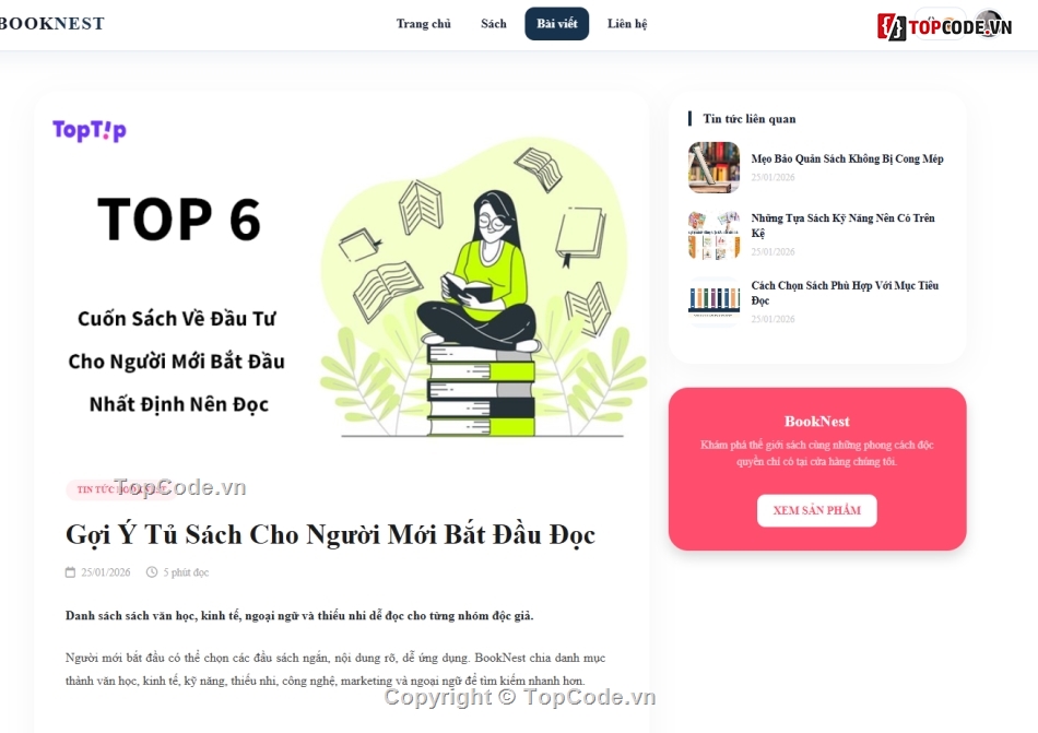 mới nhất,đồ án bán sách,Web bán hàng sách
